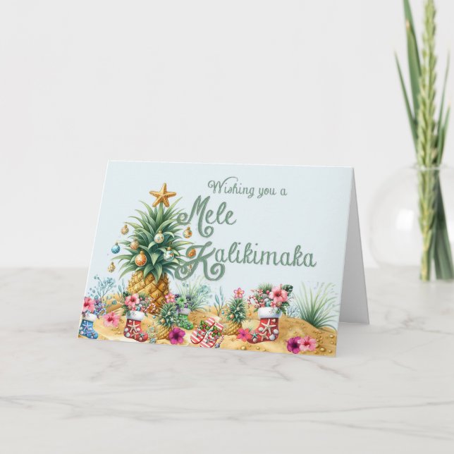 Önskar Er en Mele Kalikimaka-kort Helgkort (Framsida)