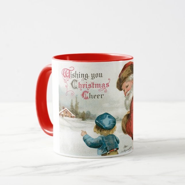 Önskar Er Julglädje av Ellen Clapsaddle Mugg (Framsida vänster)