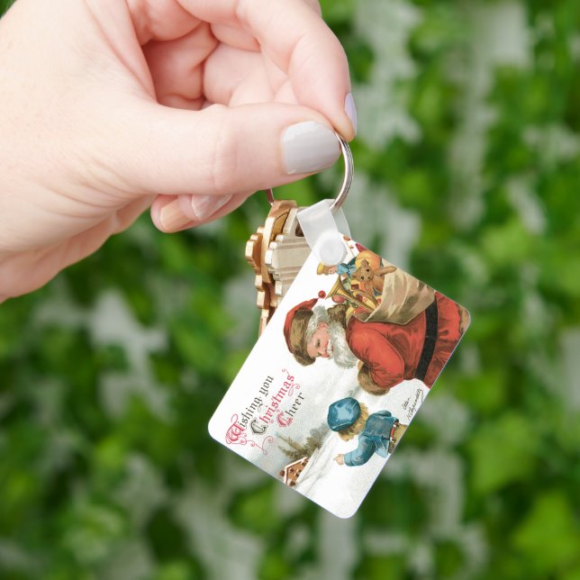 Önskar Er Julglädje av Ellen Clapsaddle Nyckelring (Hand)