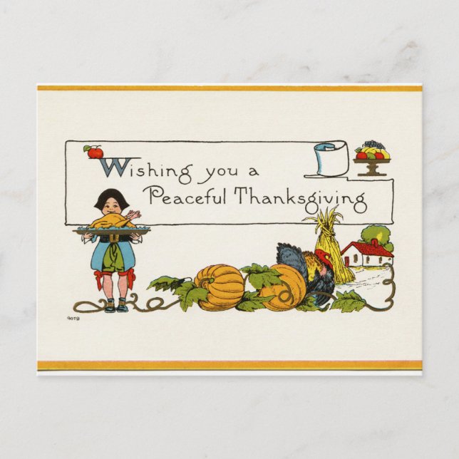 Önskar ett fredligt vykort för Thanksgiving (Framsida)