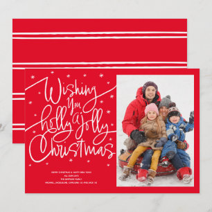 Önskar ett Holly Jolly-julkort för Helgdag Julkort
