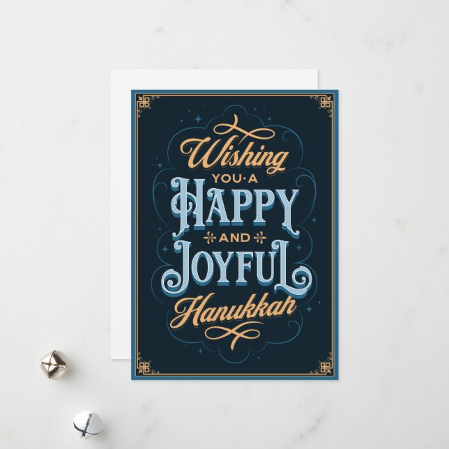 Önskar ett Lycklig och ett Glatt Hanukkah-kort Julkort (Fram/Back In Situ)