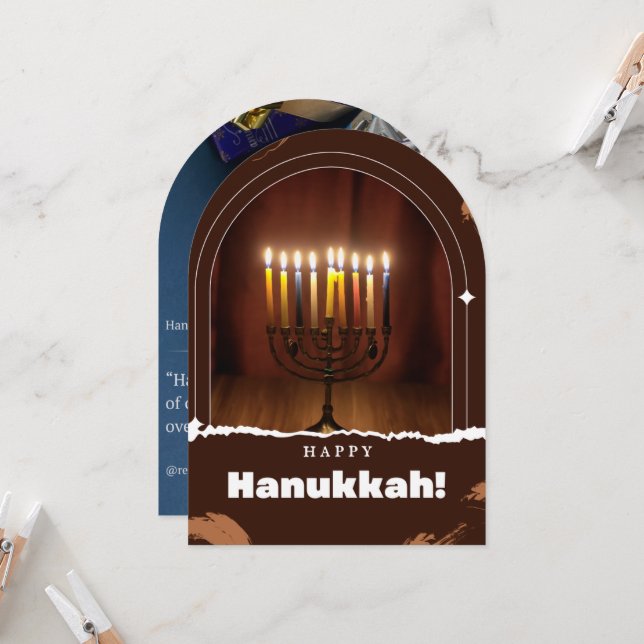 Önskar Glad Hanukkah Inbjudan (Fram/Back In Situ)