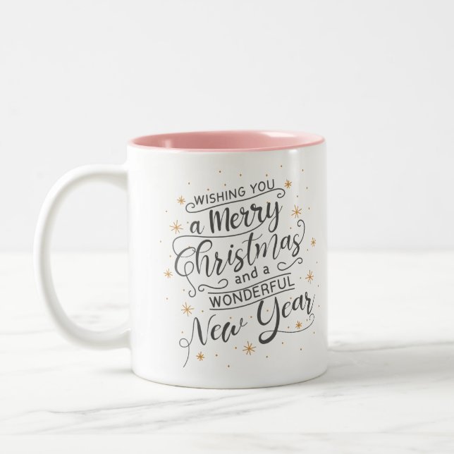 Önskar God Jul  Två-Tonad Mugg (Vänster)