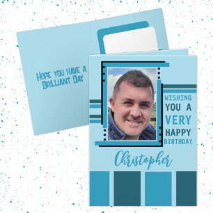 Önskar grattis på födelsedagen fotoblå kort