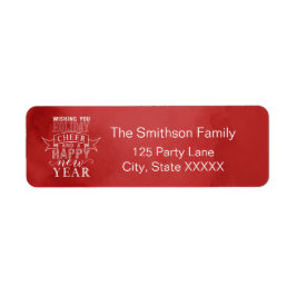 Önskar Helgdag Cheer | Röd vattenfärg Adress Returadress Etikett