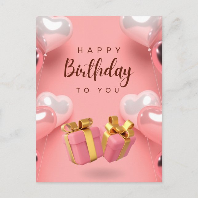 Önskar hjärtlig födelsedag till dig  vykort (Framsida)