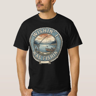 Önskar jag fiskade – Vintage Retro Sjöfiske T Shirt
