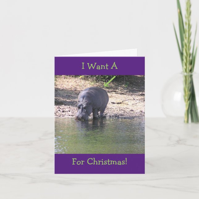 "ÖNSKAR JAG (FOTOET AV FLODHÄSTEN) FÖR JUL ", HELGKORT (Framsida)