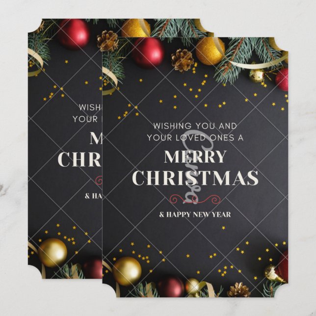 Önskar kärlek God jul Svart julkort Kort (Fram/baksida)