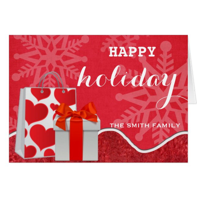 Önskar Lycklig Helgdag Red-jul Hälsningskort (Framsidan Horizontal)
