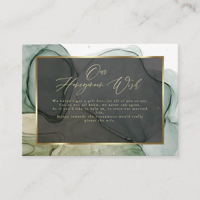 Önskar rik jordig grön flytande abstrakt tilläggskort (Framsida)