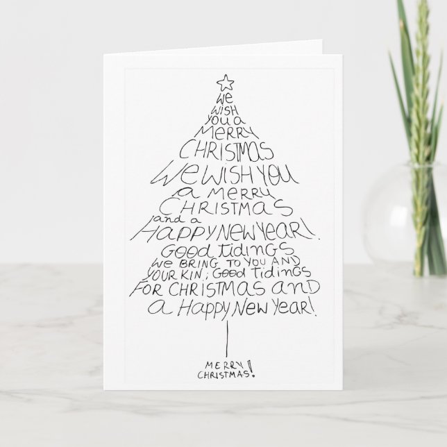 "Önskar vi dig god jul" trädcalligram Helgkort (Framsida)