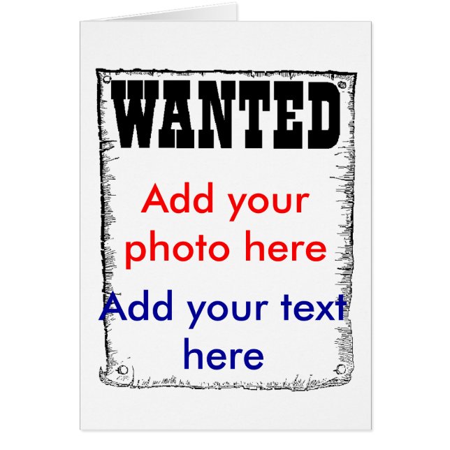 Önskat brottsligt foto för fång för hälsningskort (Framsidan)