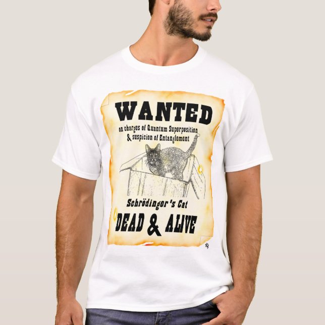 "ÖNSKAT: Schrodingers katt" skjorta Tee Shirt (Framsida)
