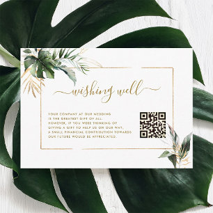 Önskbrunn med Tropiskt Foliage Guld med QR-kod Tilläggskort