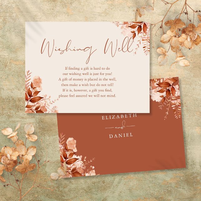 Önskebrunn Höst Rustik Blommig Bröllop Tilläggskort (Wishing Well Autumn Fall Rustic Floral Wedding Enclosure Card)