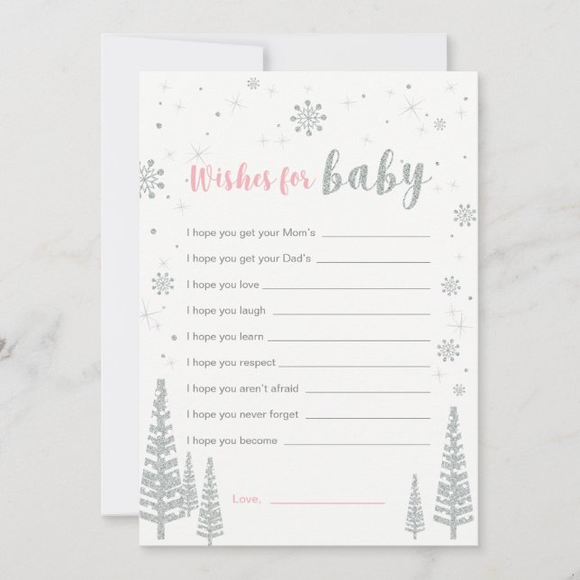 Önskekort för bebis, tjej baby shower spel inbjudningar (Framsida)