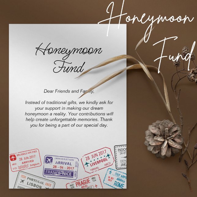 Önskelista för Smekmånadsfond Bröllopsresa Begäran Inbjudningar (Honeymoon Fund Wedding Registry Travel Request Invitation)