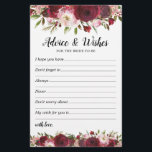 Önskemål & Advice Burgundy Möhippa<br><div class="desc">Med den här eleganten får du möhippan att komma ihåg brudens sida-mallar med råd och önskemål! Med blommigtar för elegantens burgundi och vattenfärg och en textmall som kan anpassas. Om du vill redigera en design mer i detalj klickar du på Anpassa mallen och anpassar sedan ytterligare genom att klicka på...</div>