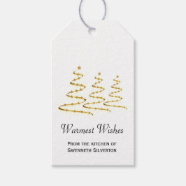 Önskemål Artsy Guld, stilized Julgranar Presentetikett