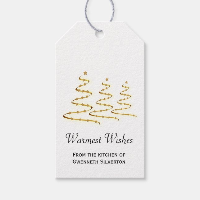 Önskemål Artsy Guld, stilized Julgranar Presentetikett (Framsidan)