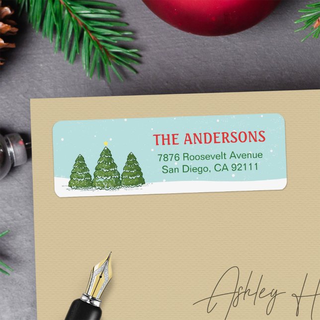 Önskemål av Helgdagar för Chic av vinter-Elegant Returadress Etikett (Skapare uppladdad)