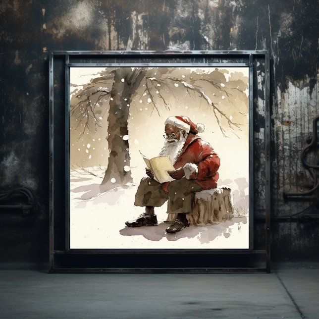 Önskemål Black Santa Reading Brev Poster (Skapare uppladdad)