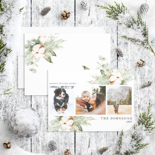 Önskemål Cotton Winter Greenery Photo Holida Julkort