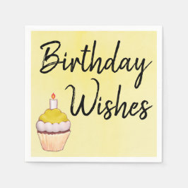 Önskemål Cupkakas Gult på födelsedagen Pappersservett