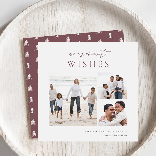 Önskemål Elegant 3 Photo Collage jul Julkort (Skapare uppladdad)