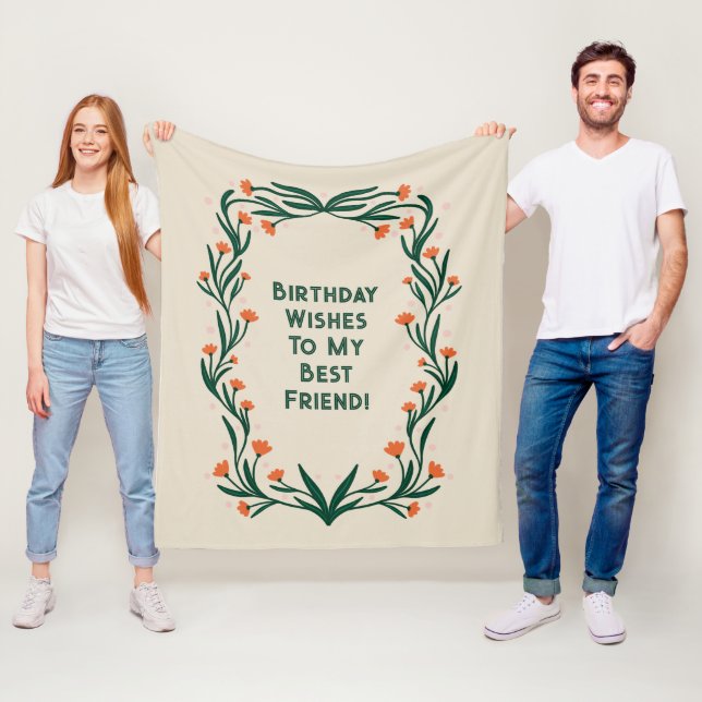 Önskemål Elegant vid födelsedagen, Blommigten Ram Fleecefilt (På plats)