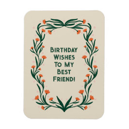 Önskemål Elegant vid födelsedagen, Blommigten Ram Magnet