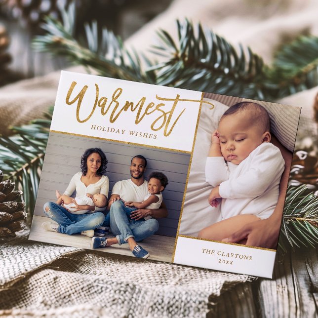 Önskemål Faux Gold Foil 2 Photo (varmstartsfoto) Julkort (Skapare uppladdad)