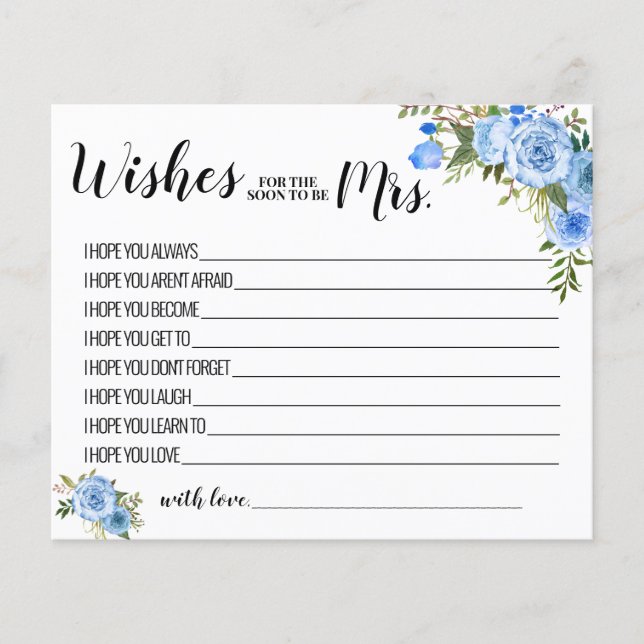 Önskemål för att snart bli mrs Advice Card Flygblad (Framsidan)