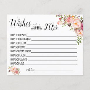 Önskemål för att snart bli mrs Advice Card Flygblad