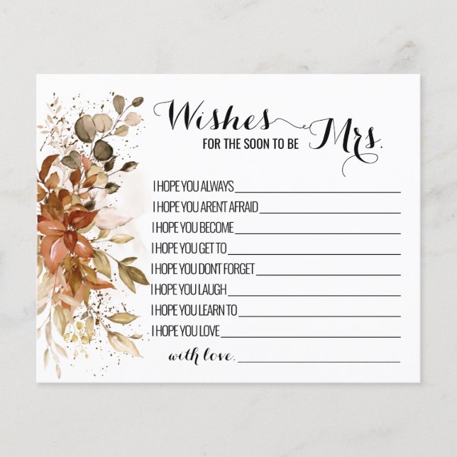 Önskemål för att snart bli mrs Fall Wedding Shower Flygblad (Framsidan)