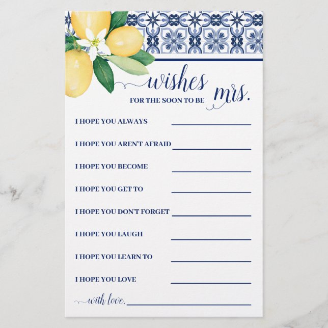 Önskemål för att snart bli mrs Mediterranean Lemon Flygblad (Framsidan)