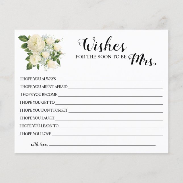 Önskemål för att snart bli mrs Möhippa Card Flygblad (Framsidan)