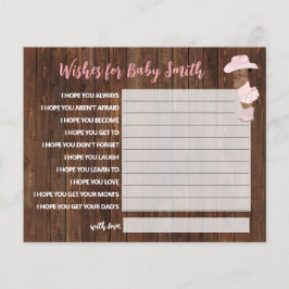 Önskemål för Baby A Cowgirl Baby Shower Card Flygblad