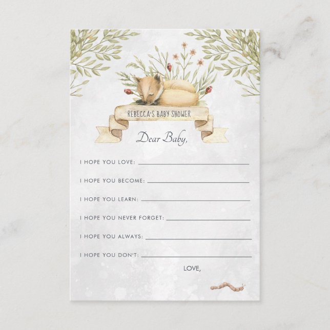 Önskemål för Baby Advice Card | Woodland Fox Tilläggskort (Framsida)