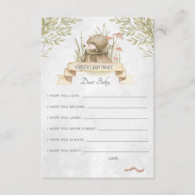Önskemål för Baby Advice Card | Woodland Hedgehog Tilläggskort (Framsida)