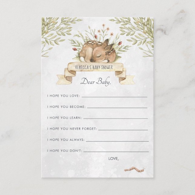Önskemål för Baby Advice Card | Woodland Hjort Tilläggskort (Framsida)
