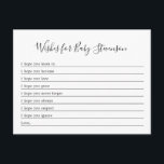 Önskemål för Baby, ANY FÄRG BAKGRUND! Vykort<br><div class="desc">Få dina gäster att fylla i Önskemål för Baby-kort vid duschen och spara dem med ditt barn när de blir äldre. Bakgrunden färg kan ändras till vad du vill (eller lämna den vit). Se vår Färg Changable-samling för mer information. Kontakta mig på info@lemontreecards.com om du vill begära matchande objekt som...</div>