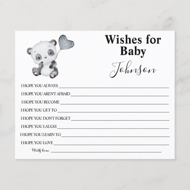 Önskemål för Baby | Baby Panda | Barnvykort Flygblad (Framsidan)