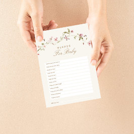 Önskemål för Baby Baby Shower Game Bunny Rosa Blom