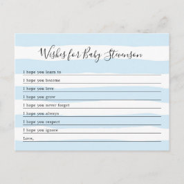 Önskemål för Baby, babydusch för blå rand Vykort