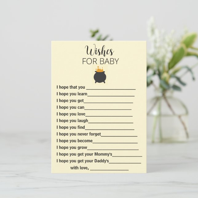 Önskemål för baby babydusch tilläggskort (Stående Fram)