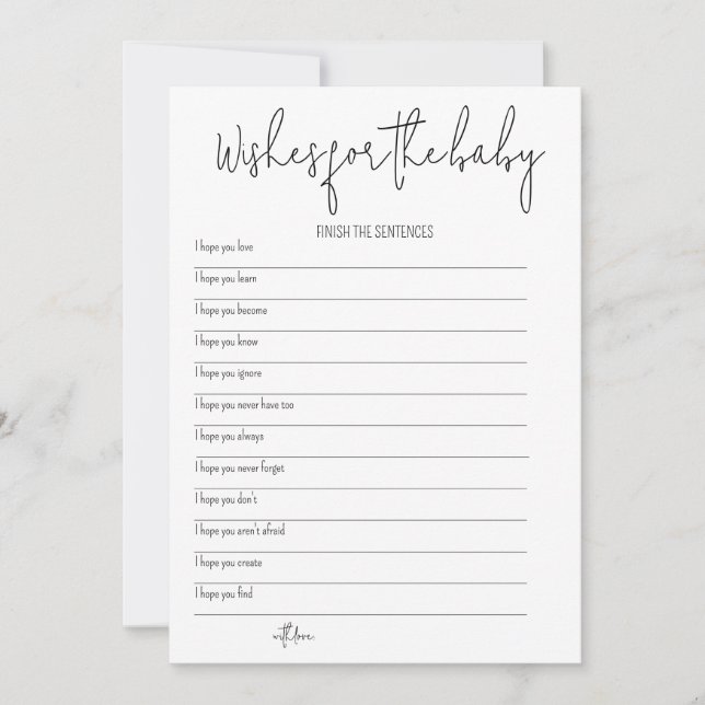 Önskemål för Baby - Barnstödsspel Inbjudningar (Framsida)