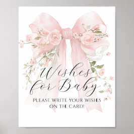 Önskemål för Baby Blommigt Bow Girl Baby Shower Ga Poster
